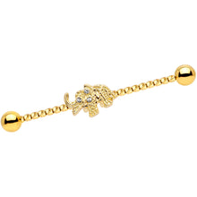 Load image into Gallery viewer, 14G Clear Gem Gold Tone Elephant Industrial Barbell 38mm

