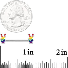 Load image into Gallery viewer, 14G Pride Rainbow Peace Sign Barbell Nipple Ring Set
