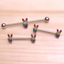 Load image into Gallery viewer, 14G Pride Rainbow Peace Sign Industrial Barbell 38mm
