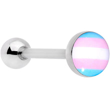 Load image into Gallery viewer, Pink Blue White Transgender Pride Flag Barbell Tongue Ring
