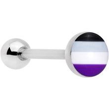 Load image into Gallery viewer, Black Grey White Purple Asexual Pride Flag Barbell Tongue Ring
