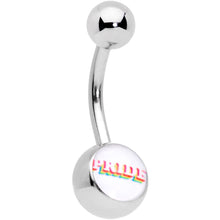 Load image into Gallery viewer, Rainbow Text Gay Pride Belly Ring
