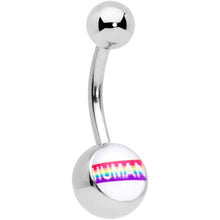 Load image into Gallery viewer, Rainbow Text Human Pride Belly Ring
