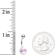Load image into Gallery viewer, Rainbow Text Human Pride Belly Ring
