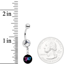 Load image into Gallery viewer, Clear Gem Bisexual Pride Flag Dangle Belly Ring
