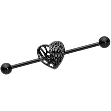 Load image into Gallery viewer, 14G Black Angels Wing Industrial Barbell 38mm
