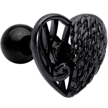 Load image into Gallery viewer, 16G 1/4 Black Angels Wing Heart Tragus Cartilage Earring

