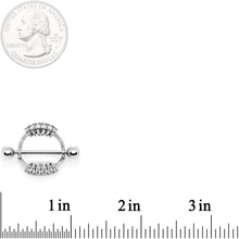 Load image into Gallery viewer, 14G 9/16 Clear CZ Gem Scary Fang Halloween Nipple Shield Set
