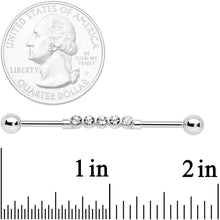 Load image into Gallery viewer, 14G Clear CZ Gem Quintuplet Industrial Barbell 38mm
