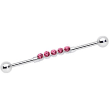 Load image into Gallery viewer, 14G Pink CZ Gem Quintuplet Industrial Barbell 38mm
