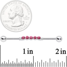 Load image into Gallery viewer, 14G Pink CZ Gem Quintuplet Industrial Barbell 38mm
