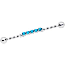 Load image into Gallery viewer, 14G Aqua CZ Gem Quintuplet Industrial Barbell 38mm
