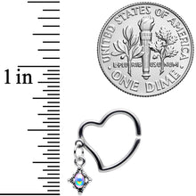 Load image into Gallery viewer, 16G 3/8 Aurora Orb Funky Heart Right Ear Dangle Closure Ring
