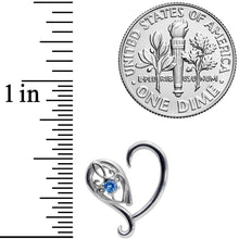 Load image into Gallery viewer, 16G 3/8 Blue Gem Valentines Day Heart Right Ear Cartilage Earring
