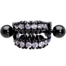 Load image into Gallery viewer, 16G 1/2 Clear CZ Gem Black Scary Fang Halloween Cartilage Cuff
