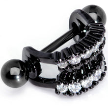 Load image into Gallery viewer, 16G 1/2 Clear CZ Gem Black Scary Fang Halloween Cartilage Cuff
