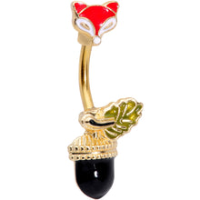 Load image into Gallery viewer, Gold Tone Wilderness Fox and Acorn Double Mount Belly Ring
