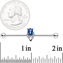 Load image into Gallery viewer, 14G Clear Blue Teardrop Gem Art Deco Industrial Barbell 38mm

