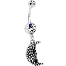 Load image into Gallery viewer, Clear Black Gem Night Skull Crescent Moon Dangle Belly Ring
