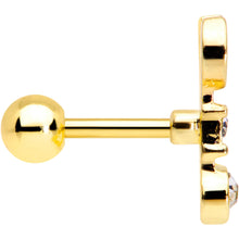 Load image into Gallery viewer, 16G 1/4 Clear CZ Gem Gold Tone Crescent Wrench Cartilage Tragus
