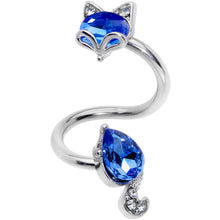 Load image into Gallery viewer, Clear Blue CZ Gem Foxy Fox Spiral Twister Belly Ring
