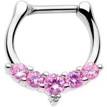 Load image into Gallery viewer, 16G 3/8 Pink CZ Gem Blaze Cartilage Clicker
