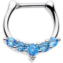 Load image into Gallery viewer, 16G 3/8 Blue CZ Gem Blaze Cartilage Clicker

