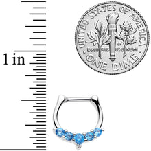 Load image into Gallery viewer, 16G 3/8 Blue CZ Gem Blaze Cartilage Clicker
