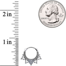 Load image into Gallery viewer, 16G 3/8 Clear CZ Gem Triangle Ornate Septum Clicker

