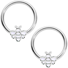 Load image into Gallery viewer, 14G 1/2 Bumble Bee BCR Captive Nipple Ring Set

