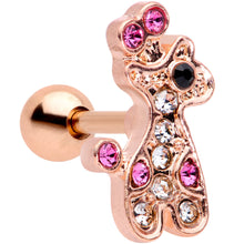 Load image into Gallery viewer, 16G 1/4 Clear Pink Gem Rose Gold Tone Giraffe Cartilage Tragus
