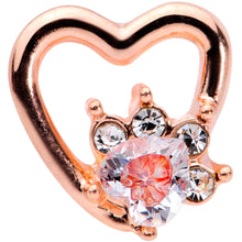 Load image into Gallery viewer, 16G 1/4 Clear Gem Rose Gold Tone Hollow Heart Cartilage Tragus

