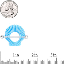 Load image into Gallery viewer, 14G 29mm Blue Shimmer Mermaid Shell Nautical Nipple Shield Set
