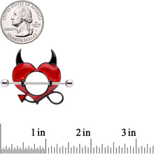 Load image into Gallery viewer, 14G 28mm Red Black Lil Devil Heart Nipple Shield Set
