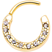 Load image into Gallery viewer, 16G 5/16 Clear Gem Gold Tone Paved Cartilage Clicker
