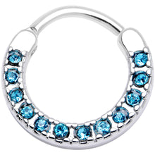 Load image into Gallery viewer, 16G 3/8 Aqua Gem Paved Septum Clicker
