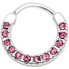 Load image into Gallery viewer, 16G 3/8 Pink Gem Paved Septum Clicker
