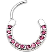 Load image into Gallery viewer, 16G 3/8 Pink Gem Paved Septum Clicker
