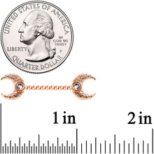 Load image into Gallery viewer, 14G Clear Gem Rose Gold Tone Witch Moon Barbell Nipple Ring Set
