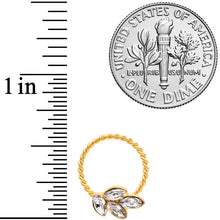 Load image into Gallery viewer, 16G 3/8 Clear Gem Gold Tone Leaves Twisted BCR Captive Ring
