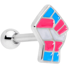 Load image into Gallery viewer, 16G 1/4 Transgender Pride Fist Tragus Cartilage Earring
