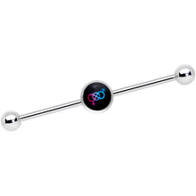 Load image into Gallery viewer, 14G Pink Purple Blue Bisexual Pride Logo Industrial Barbell 38mm
