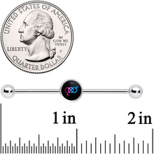 Load image into Gallery viewer, 14G Pink Purple Blue Bisexual Pride Logo Industrial Barbell 38mm
