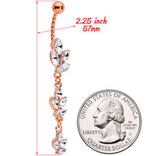 Load image into Gallery viewer, Clear Gem Rose Gold Tone Totally Twisted Vine Dangle Belly Ring
