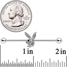 Load image into Gallery viewer, 14G Licensed Playboy Bunny Clear Gem Industrial Barbell 38mm
