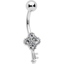 Load image into Gallery viewer, Clear Gem Lock and Key Belly Ring Set of 3
