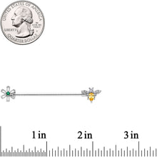 Load image into Gallery viewer, 14G Clear Yellow CZ Gem Bumble Bee Flower Industrial Barbell 38mm

