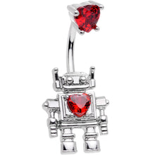 Load image into Gallery viewer, Red Gem Heart Valentines Day Robot Belly Ring
