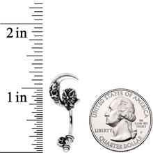 Load image into Gallery viewer, Owl Skull Key Mystic Moon Double Mount Belly Ring
