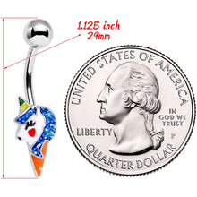 Load image into Gallery viewer, Blue Glitter Mane Unicorn Belly Ring
